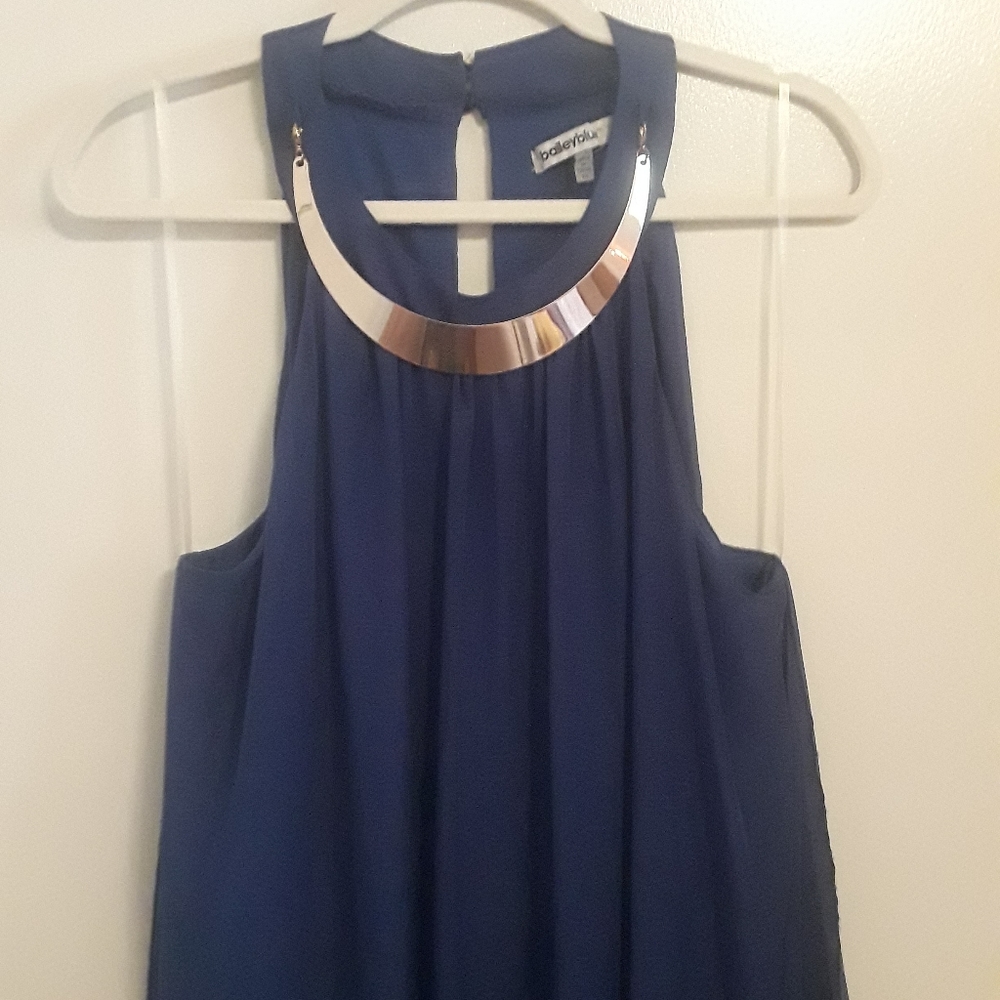 Bailey Blue Maxi Dress With Necklace Sz 2X